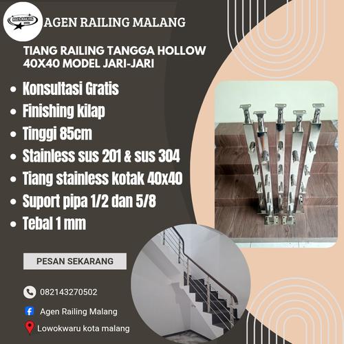 Jual Tiang railing tangga hollow 40x40 stainless Steel model jari jari ...