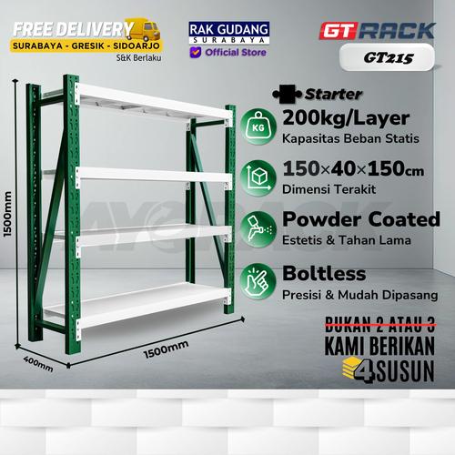 Promo RAK GUDANG BESI GT RACK GT215 1.5 METER 4 SUSUN LEBAR 40CM P 1.5 ...