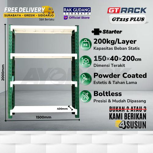 Promo RAK GUDANG BESI GT RACK GT215 PLUS 2 METER 4 SUSUN LEBAR 40CM P 1 ...