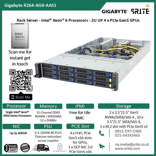 Jual Gigabyte Rack GPU Server 2U Single Intel Xeon 6900 Series ...