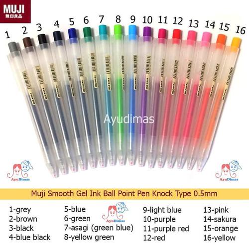 Jual Muji Smooth Gel Ink BallPoint color Pen Knock Type pulpen