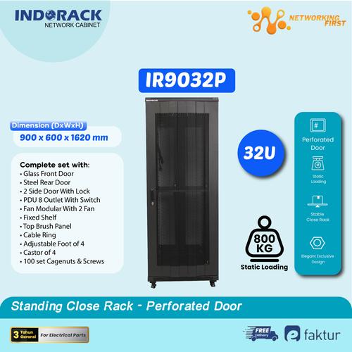 Jual IR9032P Indorack Close Rack 32U Depth 900mm Perforated Door Rak ...