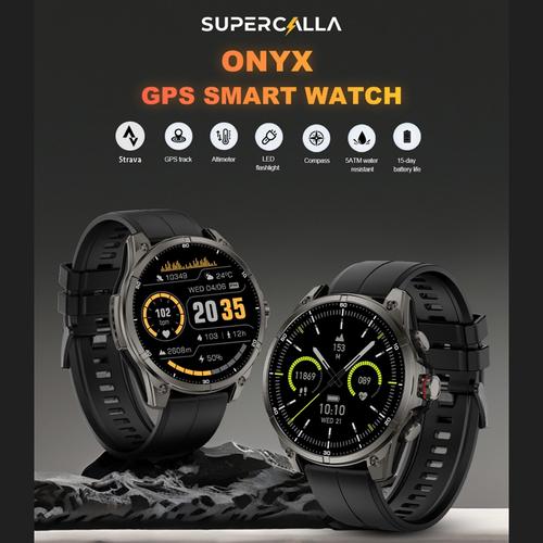 Supella Onyx Outdoor Gps Amsmart Watch With Flashlht Compass 670 Mah  Rjes Men Sports Health Monitor Smartwatch Black di Koko Ran Store