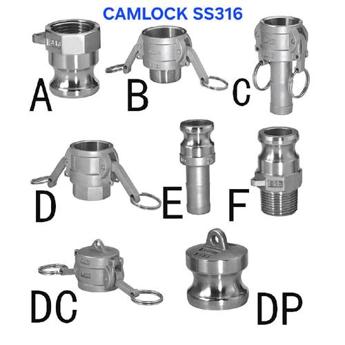 Raccord Camlock Type A DN20 3/4" En Acier Inox 316 - Pour Pompe à Déchets Et Aspiration, 100 PSI Max - 5