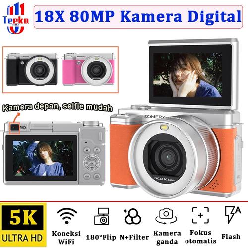 Promo TEEKA [X7] 80MP 5K Selfie Kamera Digital Wifi Retro Kamera Video ...