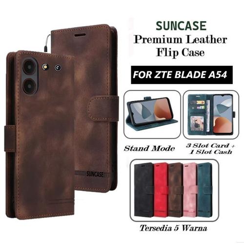 Case ZTE BLADE A54 model flip buka tutup casing standing ada tempat foto  dan kartu juga tali hp SUNCASE BLACK di Sun Case Tokopedia