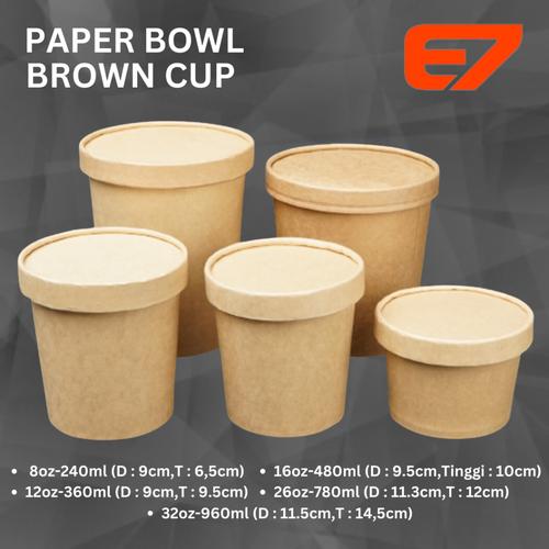 Jual Paper Bowl Brown Soup Cup Mangkok Kertas Lunch Box 8oz s/d 32oz ...