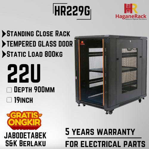 Promo Haganerack Close Rack HR229G - Rak Server 22U Depth 900mm Glass ...