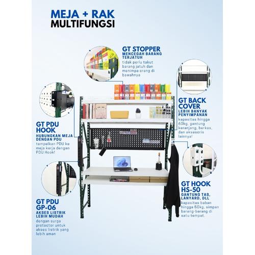 Jual MEJA KERJA ALL IN ONE GT RACK / MEJA KANTOR / MEJA BELAJAR - 200KG ...