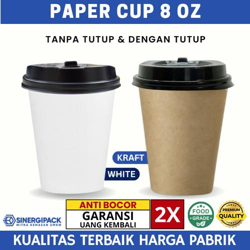 Jual Paper cup 8 oz dengan Tutup - Cup Kopi Kertas 8 oz Hot - Kraft ...