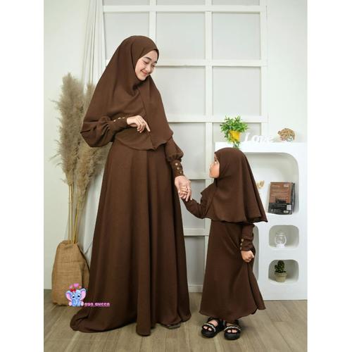 Aya Queen Abaya Batwing set Hijab Gamis Anak Crinkle Airflow Premium  1-12 thn Couple (Harga Terpisah) Baju Muslim Hitam zetblack, M di Aya  Queen