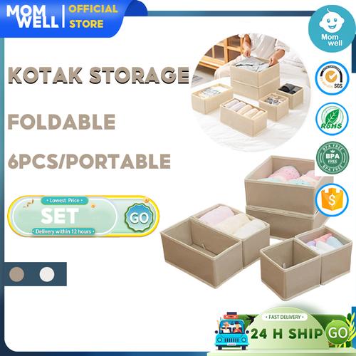 Container Box Kain Promo Momwell Kotak Penyimpanan Serbaguna Set 6 Storage Box Organizer ...