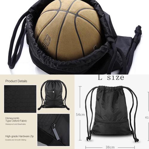 Foto Produk Waterproof Travel Bag size L Drawstring Sport Gym Backpack Tas Serut - BLACK dari PANACHE