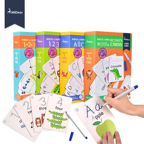 Gambar Mideer Write and Wipe Tracing Writing Numbers Alphabet Mainan Edukasi - Box Orange dari My Own Flashcards undefined Tokopedia