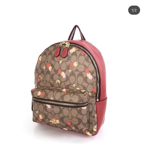 cherry print backpack