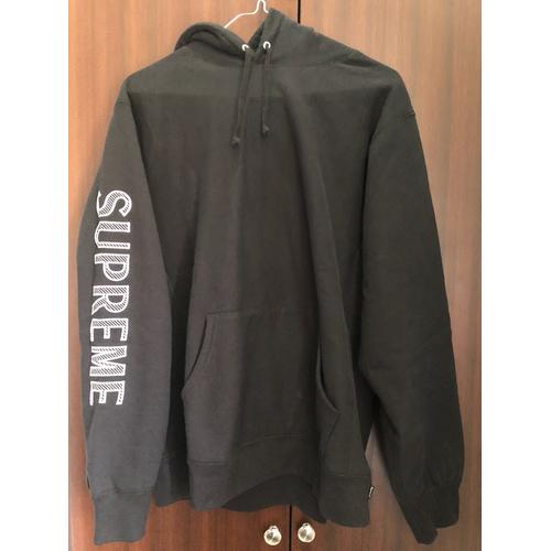 supreme sleeve embroidery hooded sweatshirt