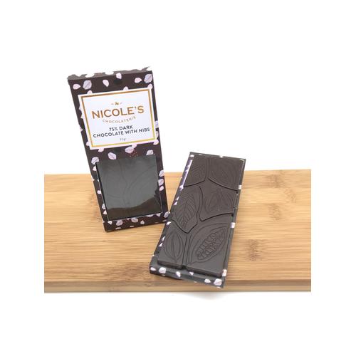 Foto Produk Dark Chocolate With Nibs Bar (32g) dari Nicoles Chocolaterie