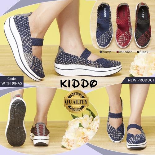Foto Produk Kiddo w98-a5 ORI sepatu wanita anyaman rajut flat wedges slip on IMPOR dari GalaxyShoes-JKT
