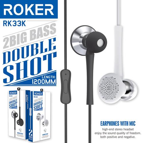 Foto Produk Handsfree ROKER DOUBLE SHOT RK33K Headset 2 Big Bass In Ear Earphones dari Agen Aksesoris Hp
