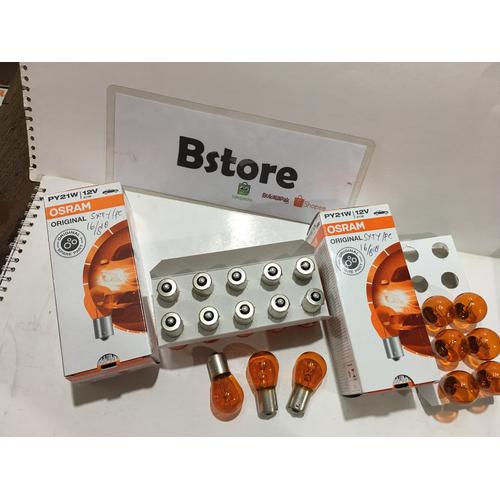 Foto Produk Bohlam Sen Sein PY21W 12V 21W Kaki 1 Orange Dudukan Miring Osram Asli dari Bstore86