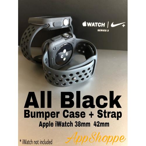 Foto Produk Apple Watch Strap iWatch 38 42mm NIKE DESIGN BUMPER + STRAP ALL BLACK - 42mm dari AppShoppe