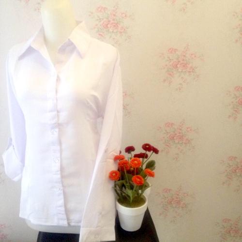 Foto Produk Kemeja blus putih polos wanita silk tosibo japan dari Orlenachang