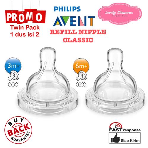 Foto Produk Philips Avent Dot Nipple Classic 3m plus isi 2 buah dari Lovely ShopEver