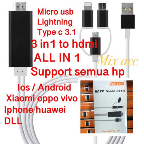 Foto Produk Android to hdmi / micro usb to hdmi/ lightning to hdmi / 3.1 to hdmi - Hitam dari Mix acc88