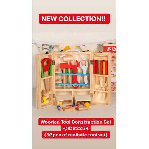 Foto Produk Wooden Toy Tool Builder Construction Set - Mainan Edukasi kayu dari My Own Flashcards