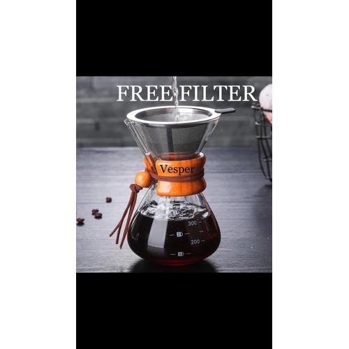 Foto Produk Chemex coffee pot 400ml / coffee server v60 glass pour over dari vesper