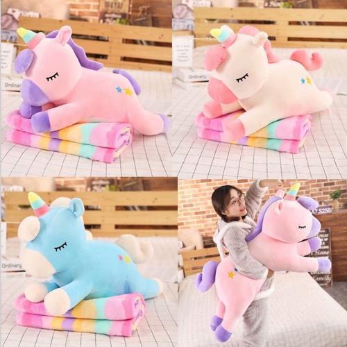 Foto Produk Boneka Bantal Selimut Kuda Pony Unicorn Selimut Pelangi, Balmut Unic dari CICAQGO