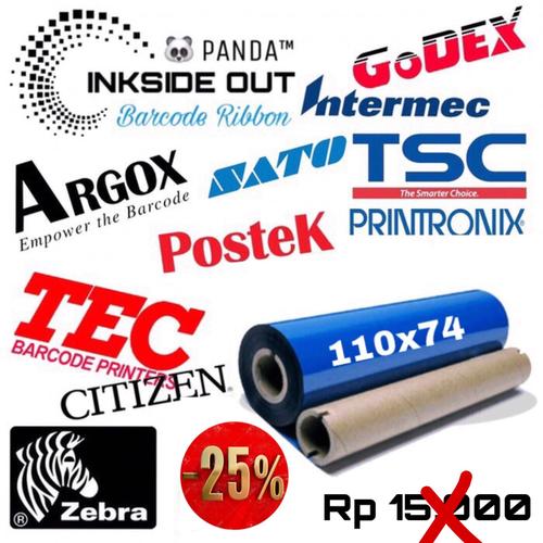 Foto Produk 110mmX75m BARCODE RIBBON WAX (Face Out) PANDA Thermal Transfer Ribbon dari PANDA RETAIL SOLUTIONS