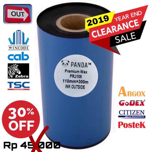Gambar PREMIUM WAX 110X300 OUT BARCODE RIBBON PRINTER LABEL WINCODE-TSC-ZEBRA dari PANDA RETAIL SOLUTIONS undefined Tokopedia