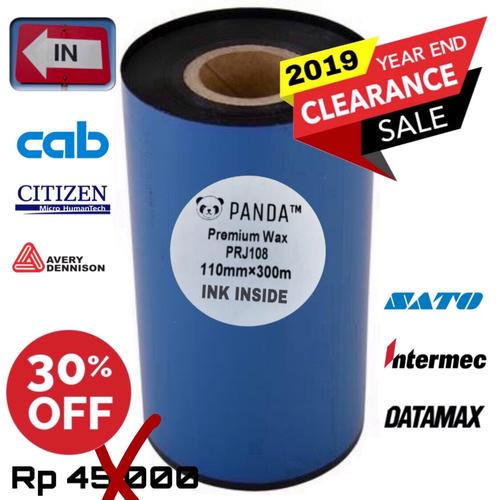 Foto Produk 110mmX300m BARCODE RIBBON WAX (Face In) PANDA Thermal Transfer Ribbon dari PANDA RETAIL SOLUTIONS