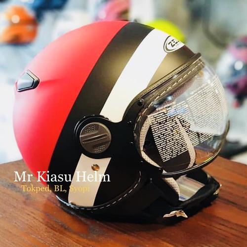 Jual zeus 210 matt black red bee helm retro vintage scooter pilot vespa -  Kota Bandung - Mr Kiasu | Tokopedia