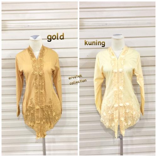 Foto Produk Kebaya Encim 0005 Tangan Panjang | Kebaya Kartini Modern Atasan Wanita - Kuning, XXL dari Ervatek Collection