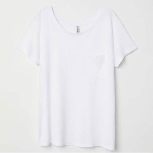 Foto Produk Kaos Wanita HnM H&M Basic Pocket Tee White Original Murah Putih Polos dari OTOMO Store