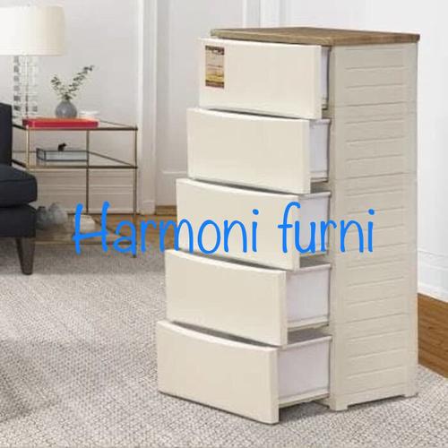 Foto Produk Lemari Plastik 5 Laci / Drawer Olymplast ODC M 05 cream/putih diy dari Harmoni Furni