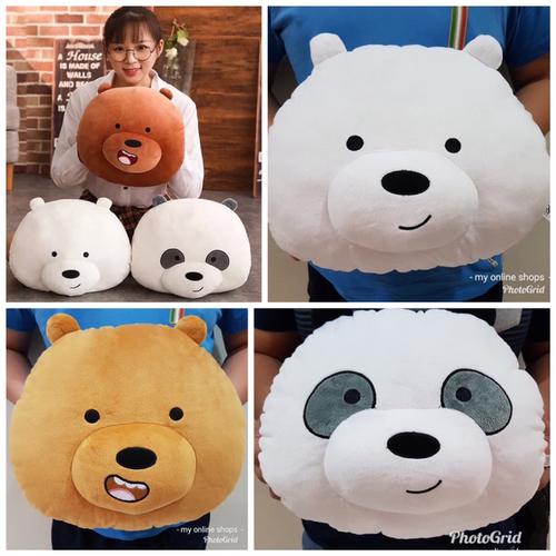 Foto Produk Bantal Boneka Bare Bear Bears Beruang Panda Kepala Import dari Crossline