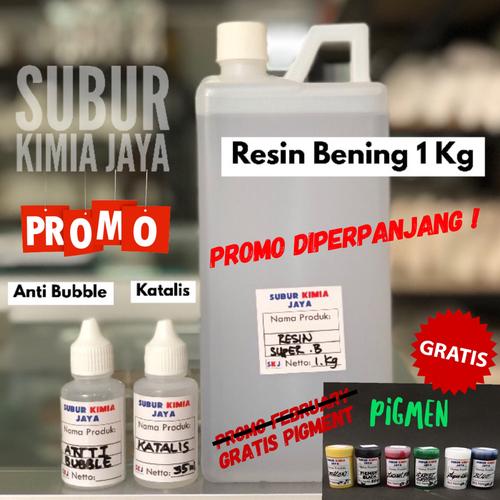 Foto Produk Resin Bening 1 Kg + Katalis 35 ML + Anti Bubble 35 ML dari Subur Kimia Jaya