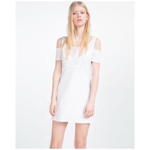 Zara cold shoulder mini weave dress 