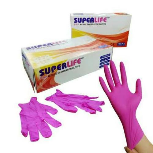 Foto Produk Sarung tangan pink handscoon gloves merah muda nitrile superlife dari Alice Dental