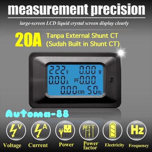 Foto Produk New Model AC Voltage Ampere Watt Kwh Cos Phi Energy Meter 20A dari Automa-88