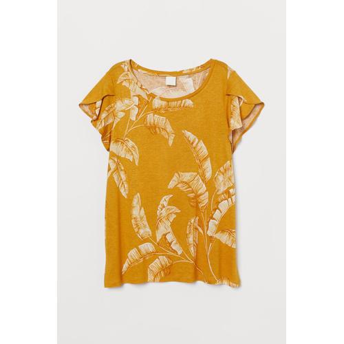 Foto Produk Kaos Wanita HnM H&M Fluonce Sleeved Top Tee Dark Yellow Original - S dari OTOMO Store