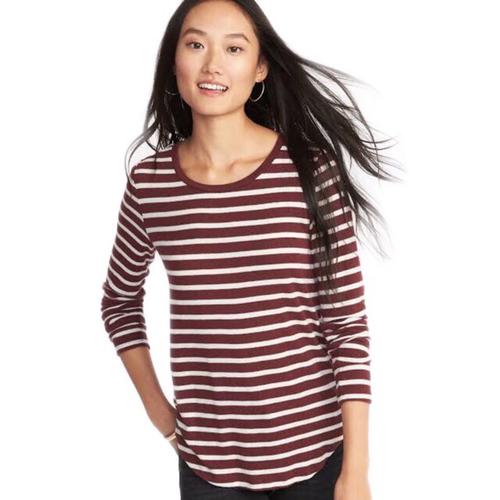 Foto Produk Kaos Old Navy Women Relaxed Plush Knit Tee Stripes Maroon Original - XS dari OTOMO Store