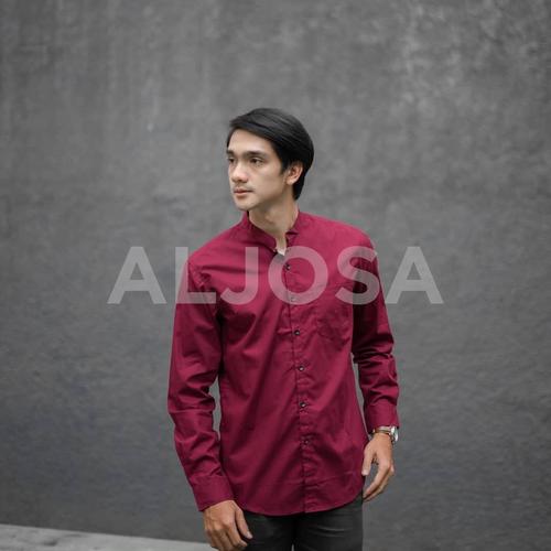 Foto Produk Kemeja Polos Pria Lengan Panjang | Baju Cowok Distro Grandad Murah - XL dari ALJOSA