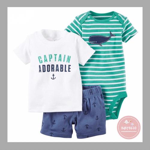 Jual 3Pcs Set Romper / Jumper Bayi Laki 