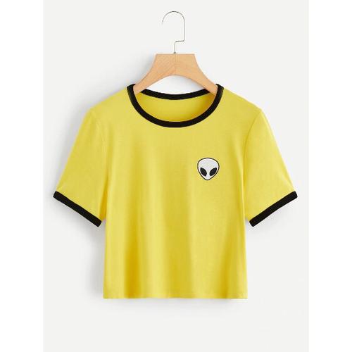 Jual Baju Kaos Crop Top Wanita ALIEN 