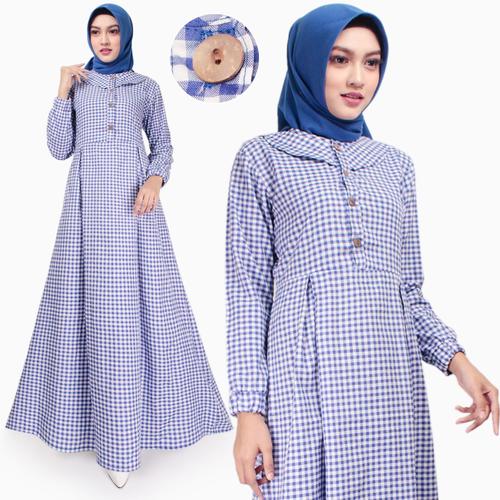 Foto Produk Gamis Wanita | Husna Maxi | Dress Muslim Katun | Original Tazkia Hijab - Biru dari Tazkia Hijab Store