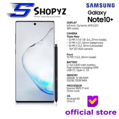 Foto Produk SAMSUNG GALAXY NOTE 10+ 10 PLUS - 512GB / 12GB - GARANSI RESMI SEIN - Aura Glow dari Shopyz ID